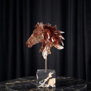 YS2030  ( Galloping Spirit Amber Horse Head Sculpture ) ( Pcsctn.12 )
