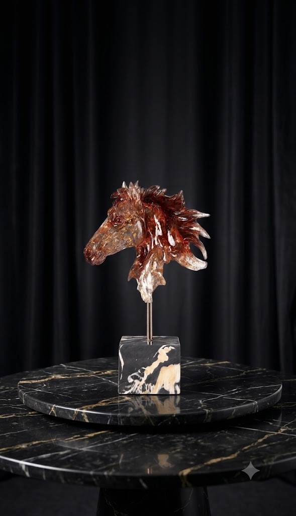 YS2030 ( Galloping Spirit Amber Horse Head Sculpture ) ( Pcsctn.12 )