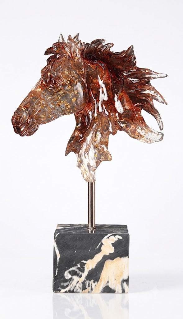 YS2030 ( Galloping Spirit Amber Horse Head Sculpture ) ( Pcsctn.12 ) - Image 2