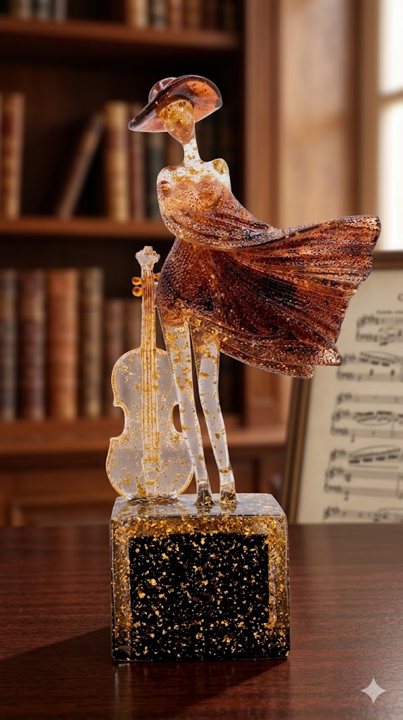 YS2033 ( Golden Melody Lady Resin Showpiece ) ( PcsCtn.12 )