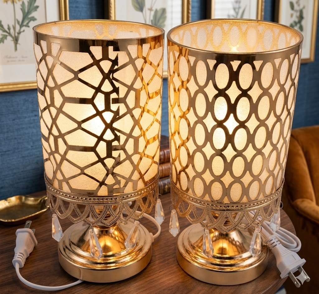 YS2037 ( Royal Gold Filigree Crystal Accent Table Lamps ) ( PcsCtn.24 )
