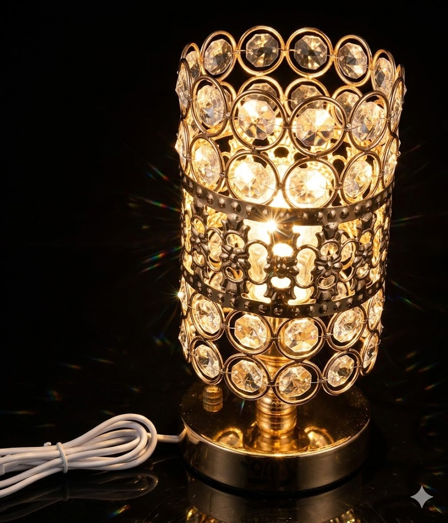 YS2047 ( Elegant Crystal Metal Table Lamp Showpiece ) ( PcsCtn.40 ) - Image 2