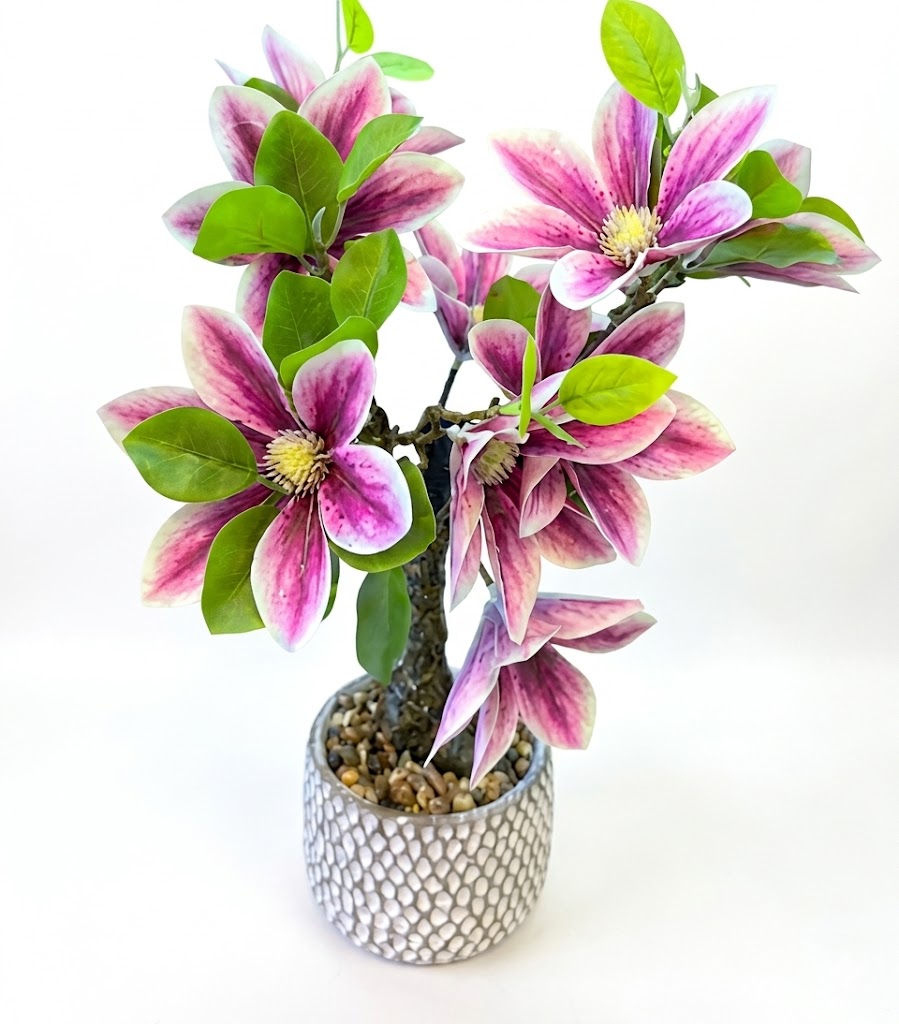 YS2071 ( Artificial Pink Magnolia Bonsai Tree in Textured Decorative Pot ) ( PcsCtn.24 ) - Image 2