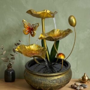 YS2074 Golden Lotus Butterfly Cascade Tabletop Water Fountain ( PcsCtn.18 )