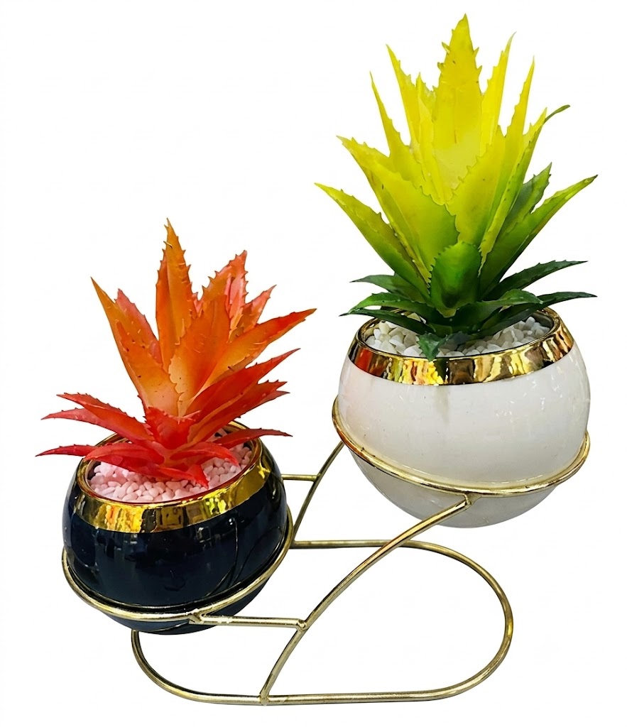 YS2097 ( Artificial Dual Succulent Arrangement with Metal Heart Stand Planter ) ( PcsCtn.36 ) - Image 2