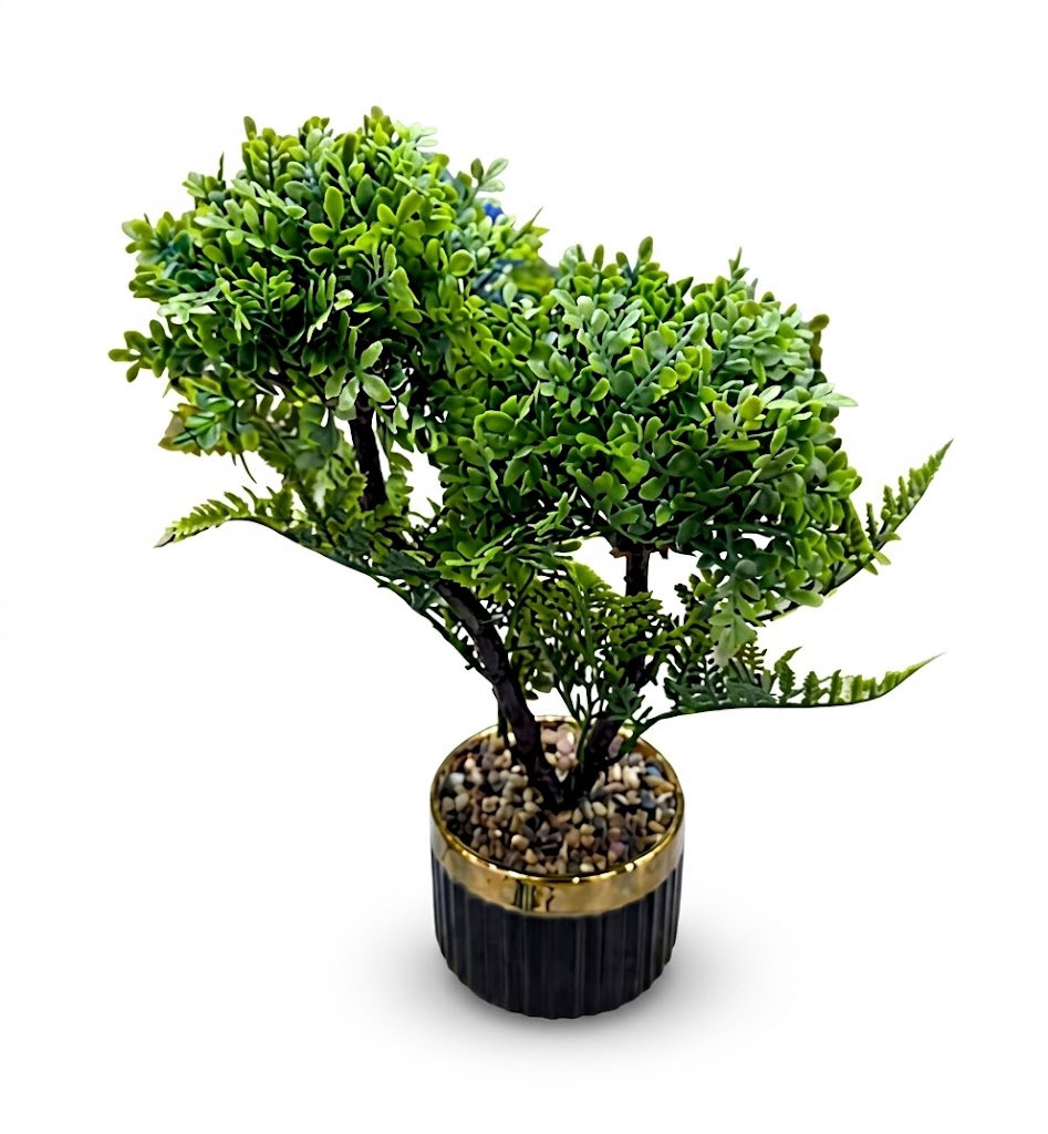 YS2101 ( Artificial Twin Topiary Bonsai Plant in Decorative Black & Gold Pot ) (PcsCtn.60 ) - Image 2