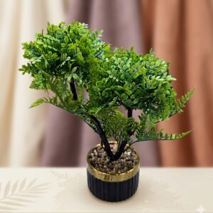 YS2101 ( Artificial Twin Topiary Bonsai Plant in Decorative Black & Gold Pot ) (PcsCtn.60 )