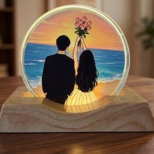 YS2139 ( Eternal Sunset Couple LED Glass Showpiece ) (  PcsCtn.150 )