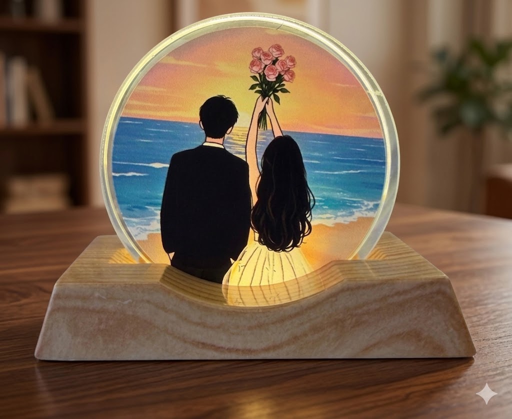 YS2139 ( Eternal Sunset Couple LED Glass Showpiece ) ( PcsCtn.150 )