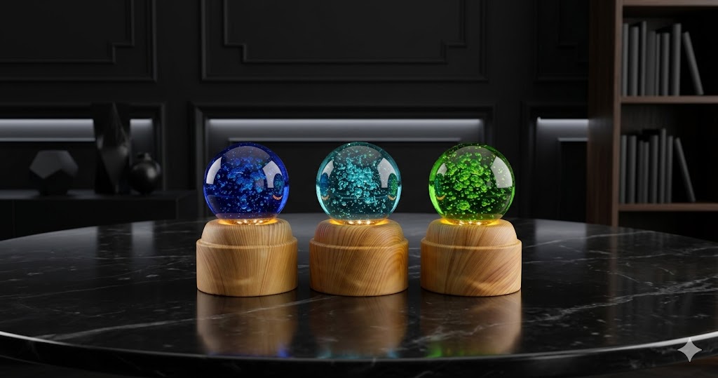YS2148 ( Dcorative Glass Showpieces with Wooden Bases ) ( PcsCtn.60 )