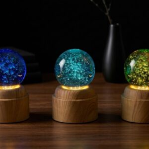 YS2149 ( Celestial Bubble Glass Orb Showpiece Set with Illuminated Wooden Bases ) ( PcsCtn36 )