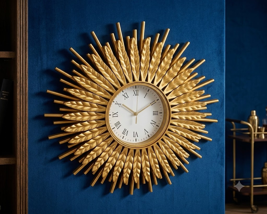 YS2178 ( Golden Sunburst Designer Wall Clock ) ( PcsCtn.8 )