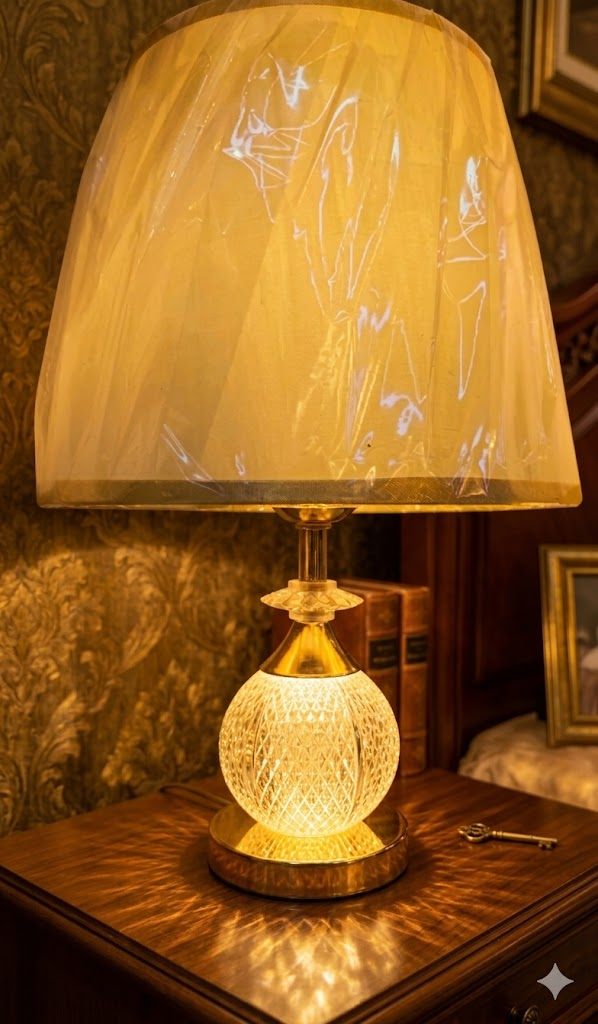 YS2191 ( Vintage Cut Crystal Globe Table Lamp with Brass Finish and Pleated Cream Shade ) ( PcsCtn.24 )