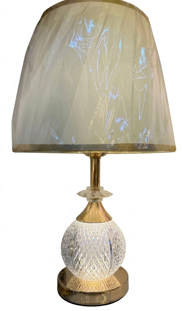 YS2191 ( Vintage Cut Crystal Globe Table Lamp with Brass Finish and Pleated Cream Shade ) ( PcsCtn.24 ) - Image 2