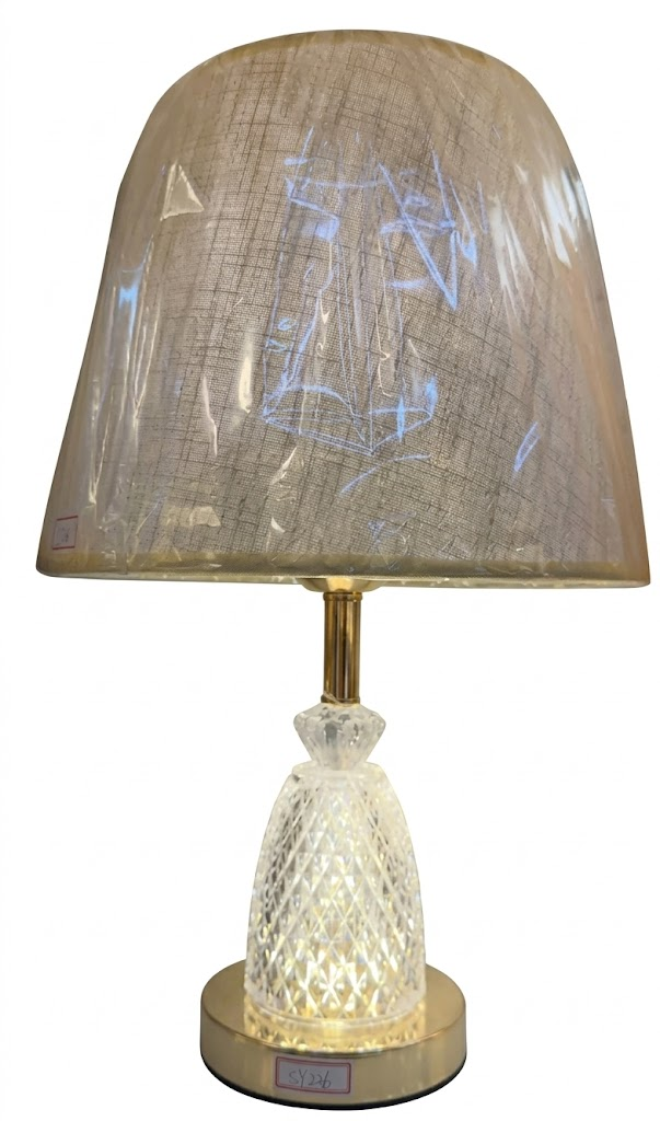 YS2195 ( Elegant Cut Crystal Accent Table Lamp with Brass Finish and Beige Linen Shade ) ( PcsCtn.24 ) - Image 2