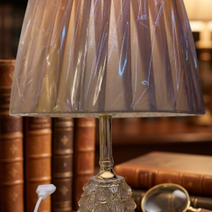 YS2196 ( Elegant Crystal Pinecone Table Lamp with Champagne Pleated Shade ) ( PcsCtn.24 )