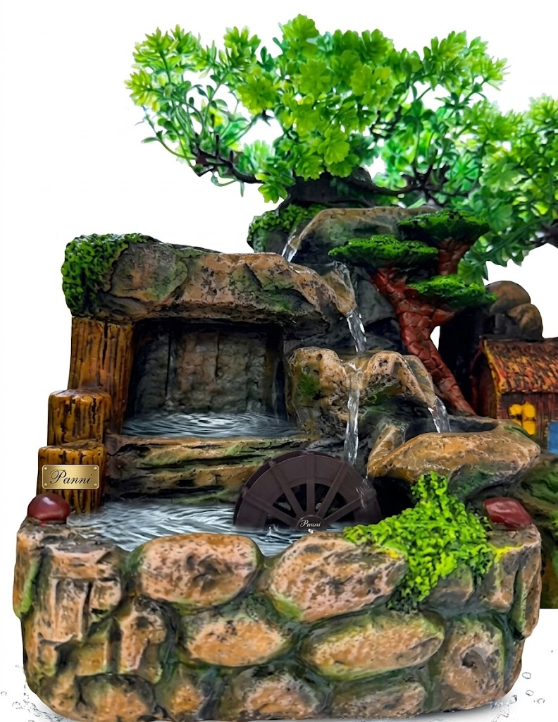 YS2247 ( Zen Mountain Waterfall Fountain with Bonsai Tree & Water Wheel – Polyresin Tabletop Décor ) ( PcsCtn.18 ) - Image 2