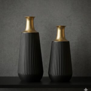 YS2276 ( Royal Noir Ribbed Metal Vase ) ( PcsCtn.4 )