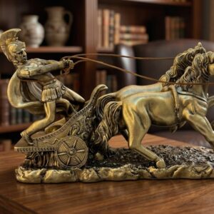 YS2301 ( Ancient Roman Chariot Warrior Statue – Polyresin Horse Chariot Decorative Showpiece ) ( PcsCtn.24 )