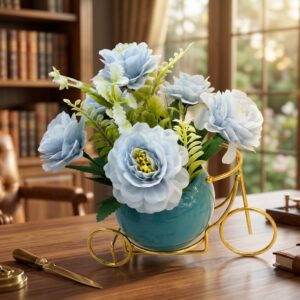 YS2319 ( Sky Blue Floral Arrangement in Decorative Bicycle Planter ) ( PcsCtn.48 )