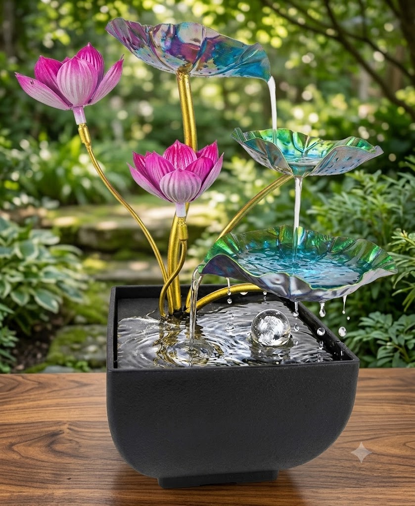 YS2328 ( Iridescent Lotus Cascade Water Fountain with Crystal Ball ) ( PcsCtn.18 )