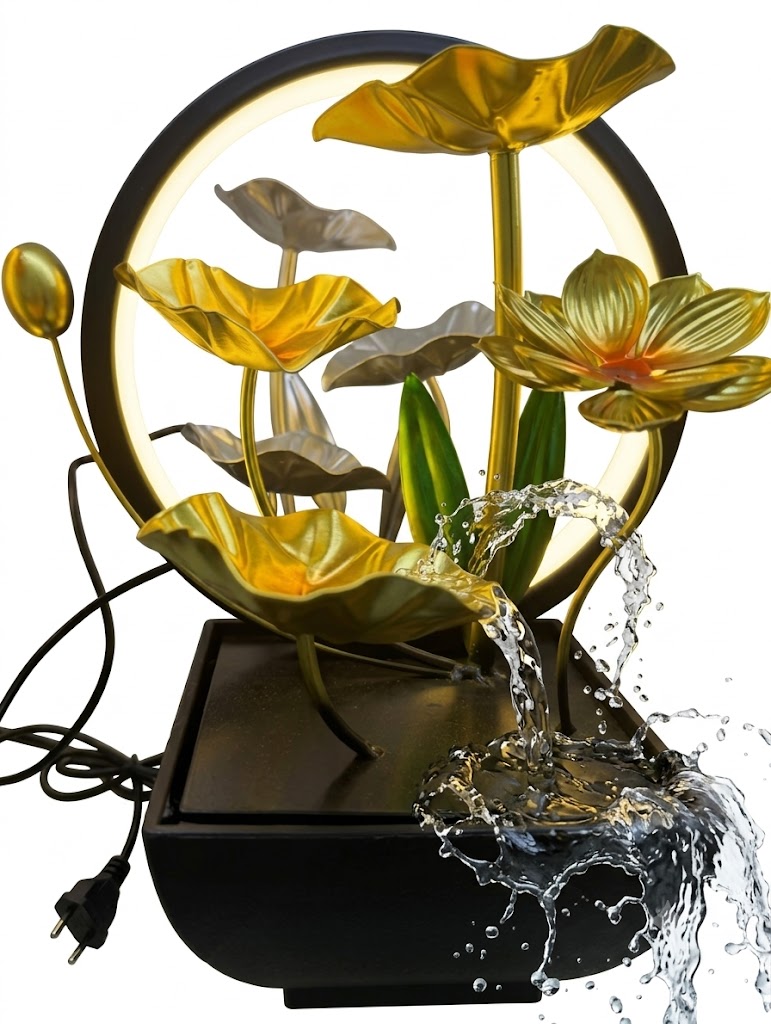 YS2329 ( LED Golden Lotus Cascade Tabletop Water Fountain ) ( PcsCtn.18 ) - Image 2