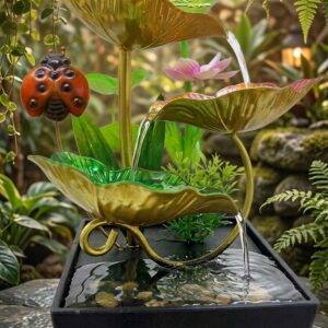 YS2331 ( Golden Lotus Ladybug Cascade Tabletop Water Fountain ) ( PcsCtn.18 )