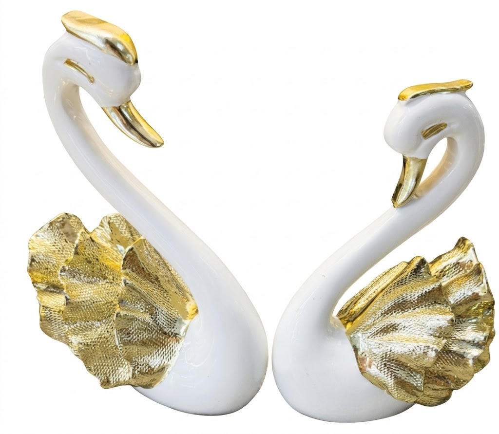 YS2377 ( Elegant Swan Couple Figurine Set – White & Gold Polyresin Decorative Showpieces ) ( PcsCtn.12 ) - Image 2