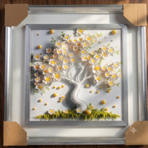 YS2415 ( Blooming White Blossom Tree Wall Art – 3D Floral Decorative Hanging Frame ) ( PcsCtn.30 )