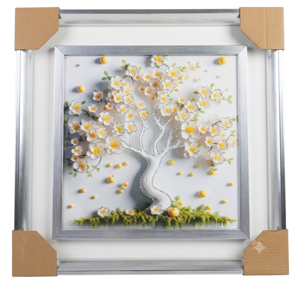 YS2415 ( Blooming White Blossom Tree Wall Art – 3D Floral Decorative Hanging Frame ) ( PcsCtn.30 ) - Image 2