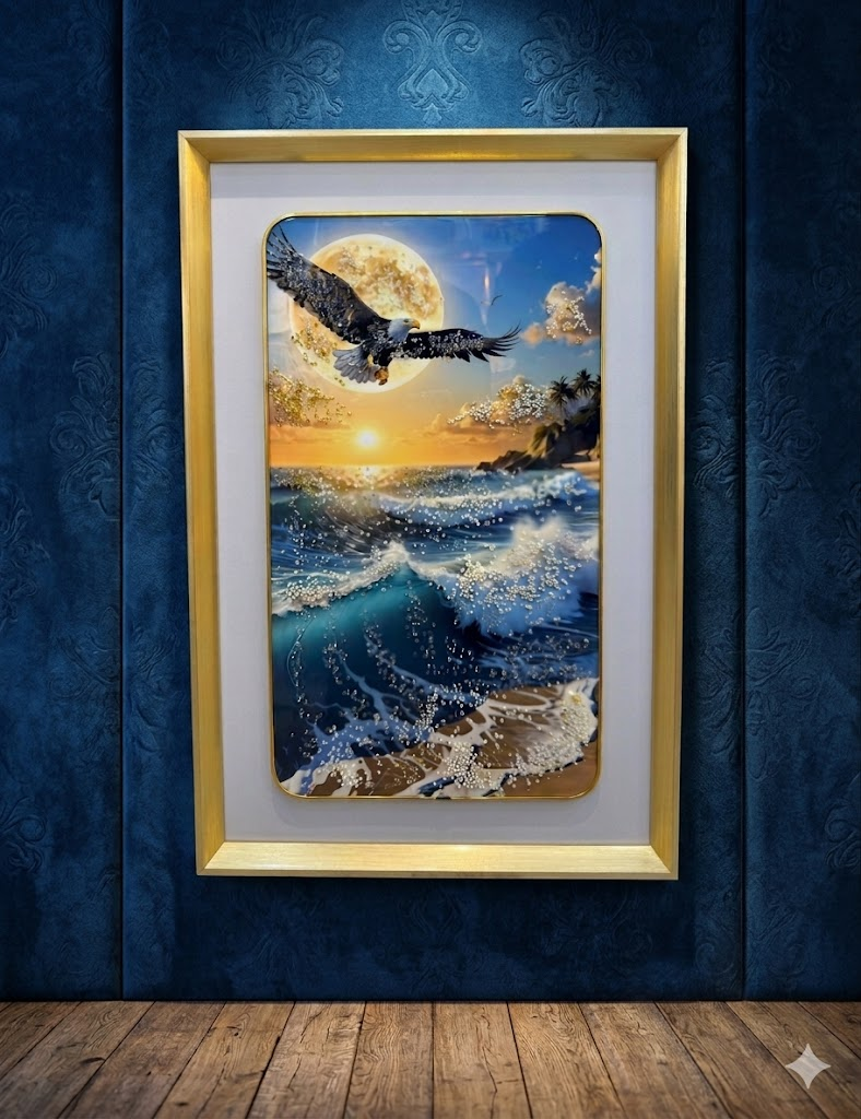 YS2418 ( Majestic Eagle Over Ocean Wall Art Frame – Luxury Scenic Decorative Hanging ) ( PcsCtn.16 )