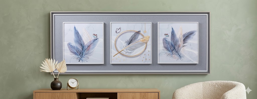 YS2449 ( Elegant Feather Trio Framed Wall Art ) ( PcsCtn.6 )