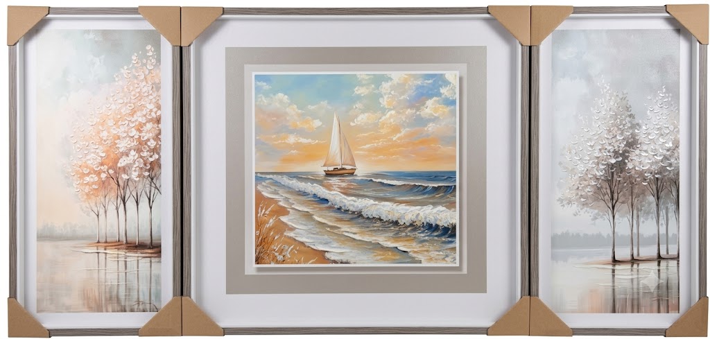 YS2450 ( Serene Coastal Escape 3-Piece Framed Wall Art Set ) ( PcsCtn.8 ) - Image 2