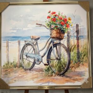 YS2452 ( Vintage Floral Bicycle Coastal Framed Wall Art ( PcsCtn.8 )