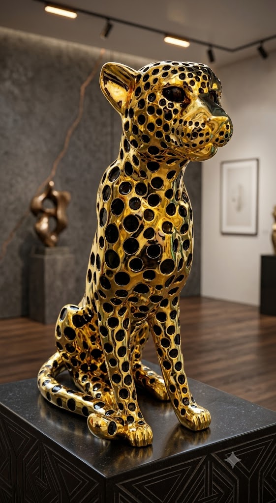 YS2503 ( Luxury Golden Leopard Sculpture Polyresin Showpiece ) ( PcsCtn.1 )
