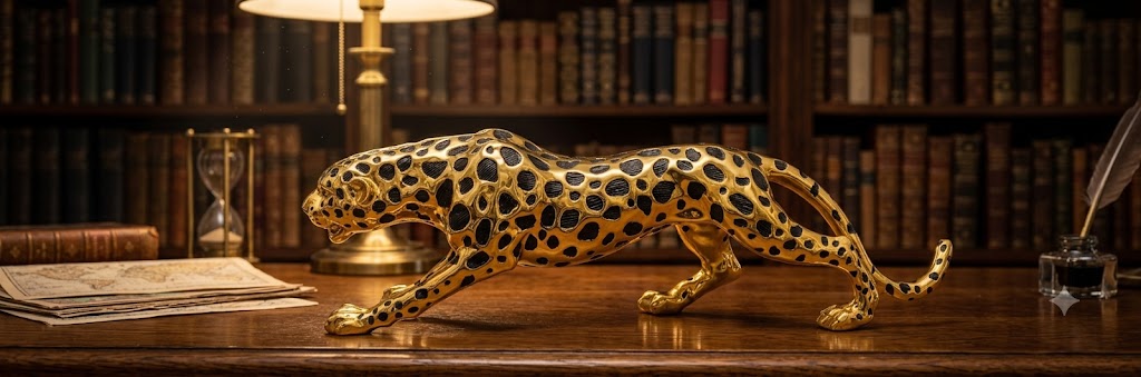 YS2504 ( Luxury Running Golden Leopard Polyresin Showpiece ) ( PcsCtn.1 )