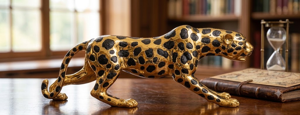 YS2513 ( Luxury Running Golden Leopard Polyresin Sculpture ) ( PcsCtn.1 )