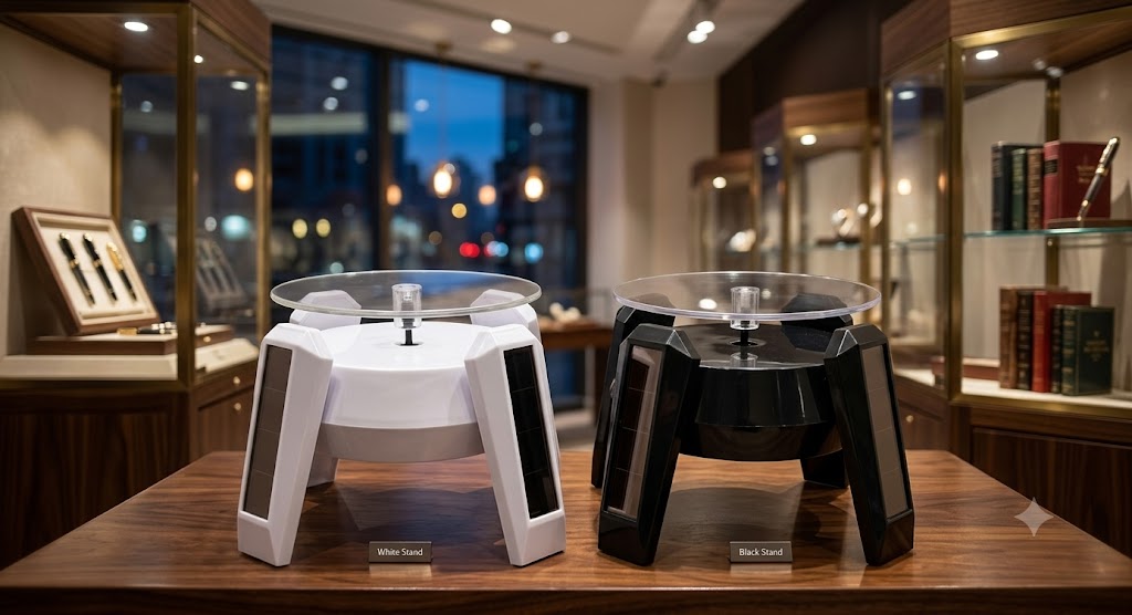 360° Rotating Display Stand with Mirror Panels