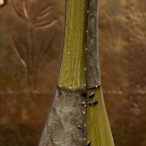 YS2543( Handcrafted Tall Wooden Finish Decorative Floor Vase with Floral Stone Inlay – Olive Green & Brown ) ( PcsCtn.12 )