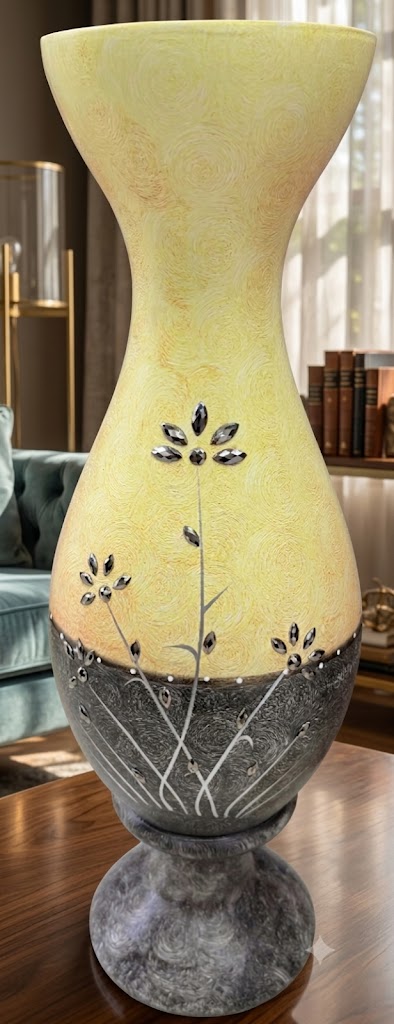 YS2547 ( Ivory Bloom Handcrafted Decorative Wooden Vase ) ( PcsCtn.6 )
