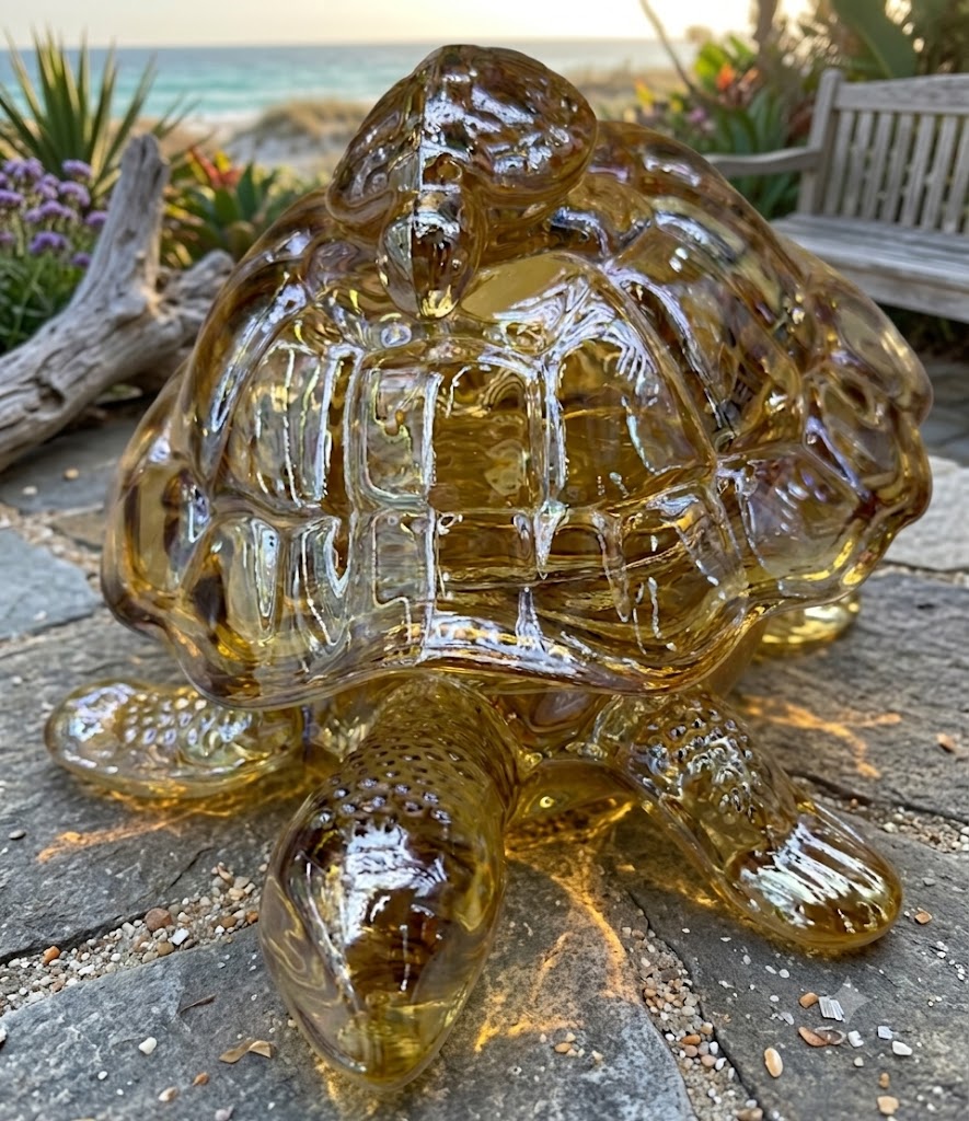 YS2595 ( Elegant Amber Glass Turtle Showpiece ) ( PcsCtn.12 )