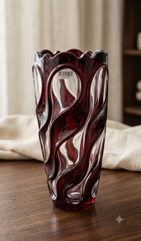 YS2596 ( Luxury Ruby Red Twisted Crystal Glass Flower Vase ) ( PcsCtn.24 )