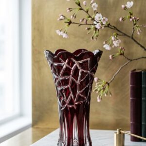YS2597 ( Premium Ruby Red Cut Crystal Glass Flower Vase ) ( PcsCtn.15 )