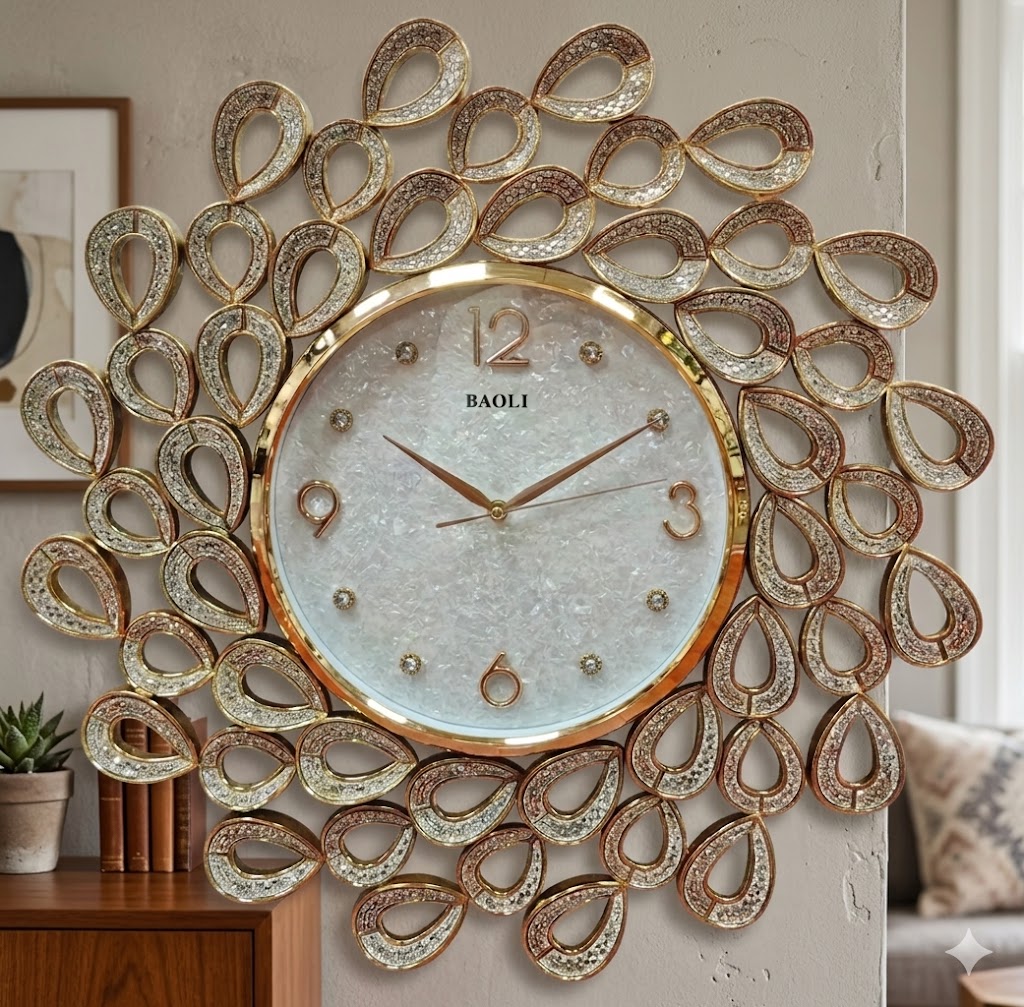 YS2620 ( Luxury Crystal Leaf Designer Wall Clock ) ( PcsCtn.12 )