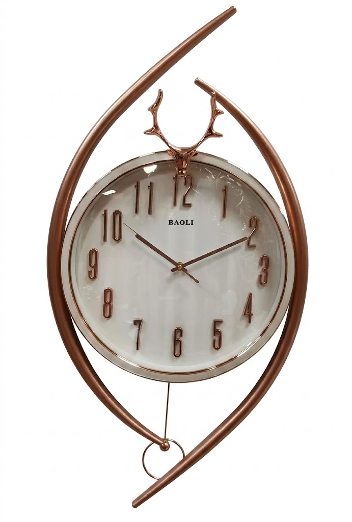 YS2627 ( Rose Gold Crescent Pendulum Wall Clock ) ( PcsCtn.8 ) - Image 2