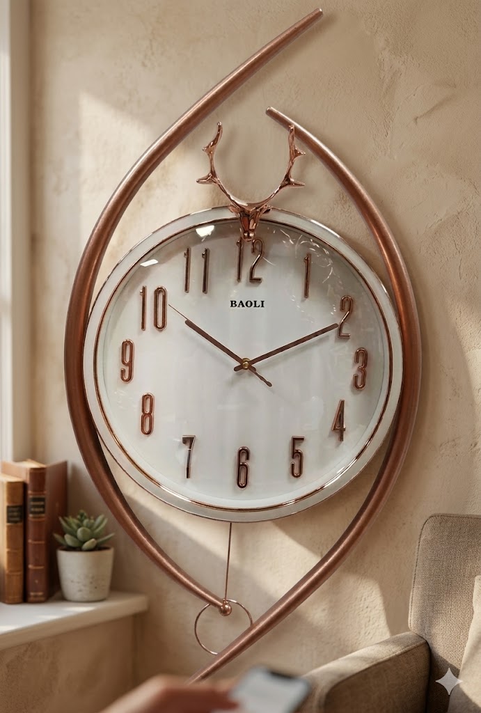 YS2627 ( Rose Gold Crescent Pendulum Wall Clock ) ( PcsCtn.8 )