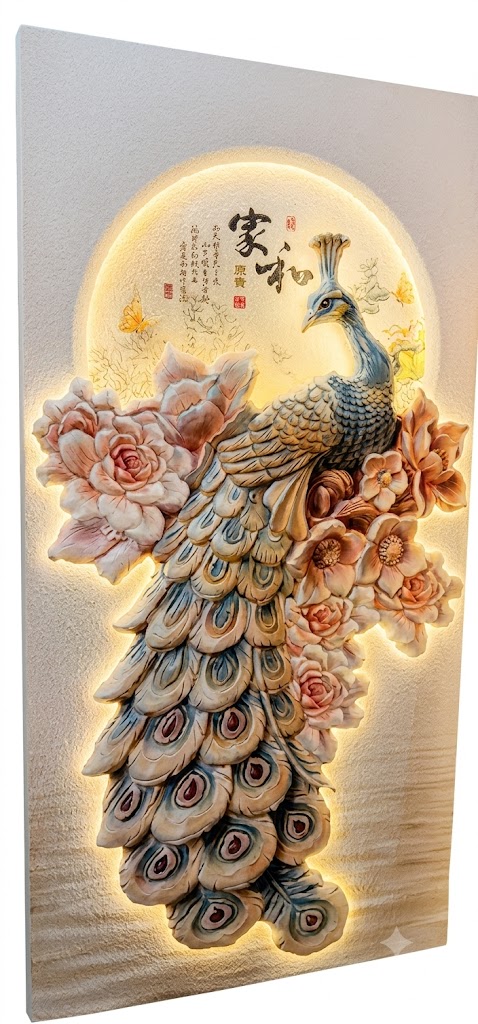 YS2654 ( Majestic Peacock Floral LED Wall Hanging ) ( PcsCtn.1 )