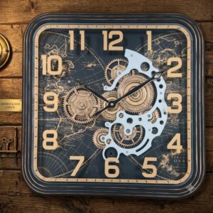 YS2671 ( Vintage World Map Gear Wall Clock ) (  PcsCtn.10 )