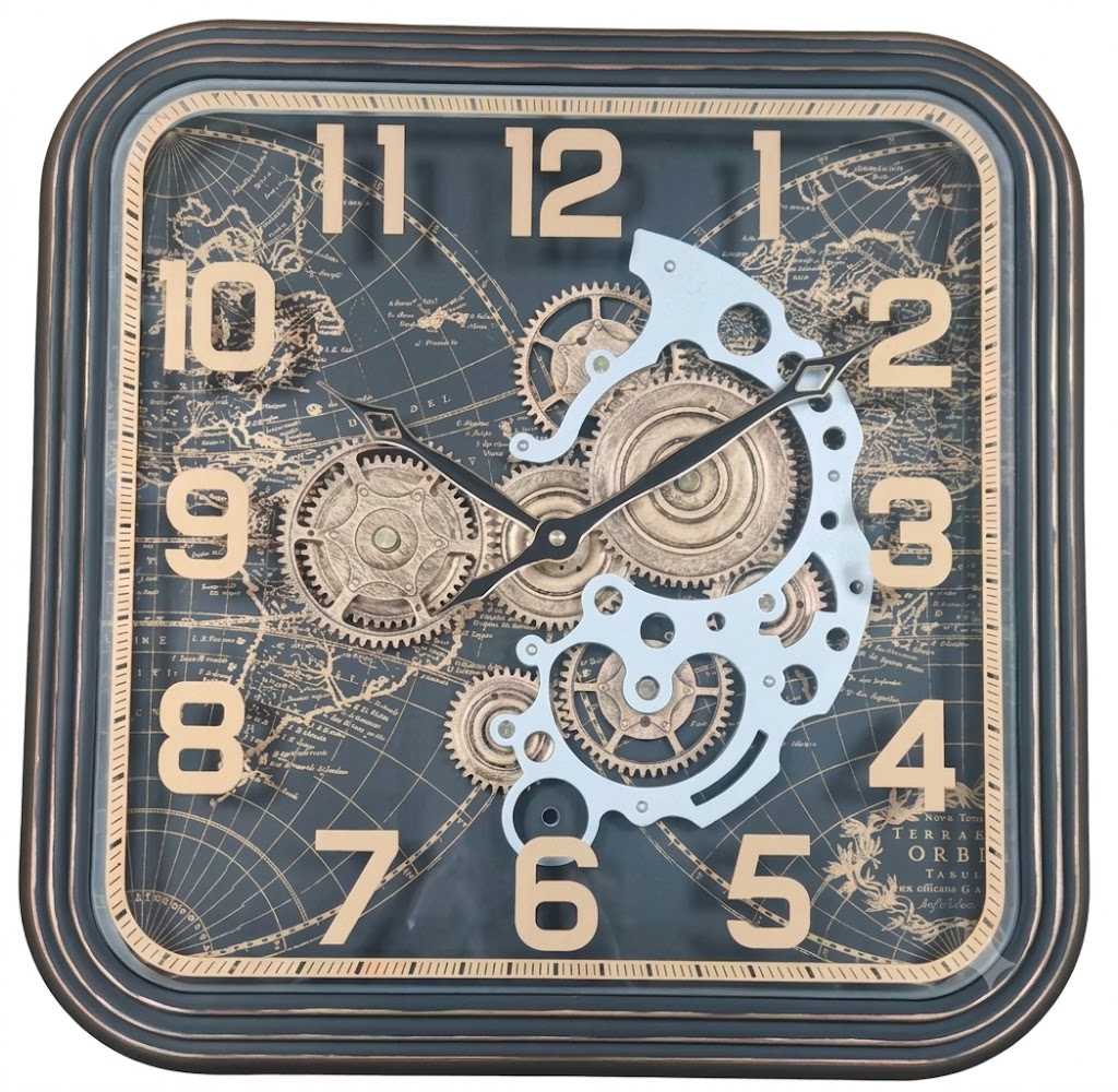 YS2671 ( Vintage World Map Gear Wall Clock ) ( PcsCtn.10 ) - Image 2