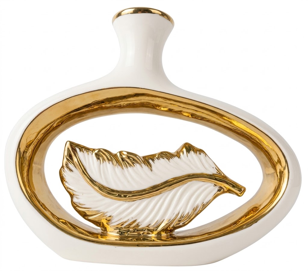 YS543 ( Golden Leaf Ceramic Decorative Vase ) ( PcsCtn.24 ) - Image 2